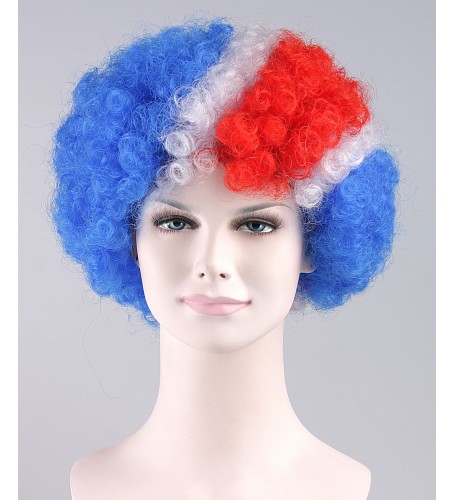 Red Blue Party Afro Wig